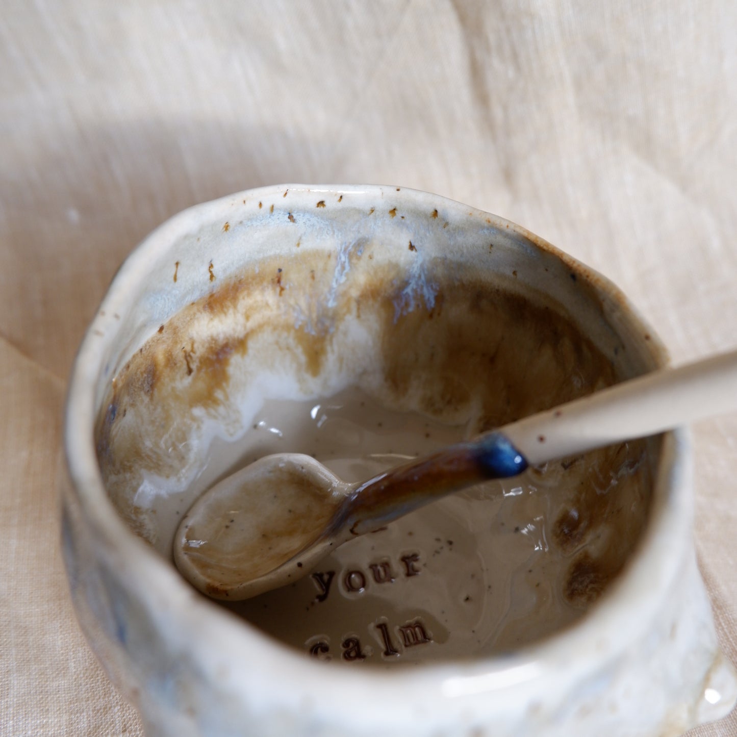 Linen and Leaves Mug / find your calm