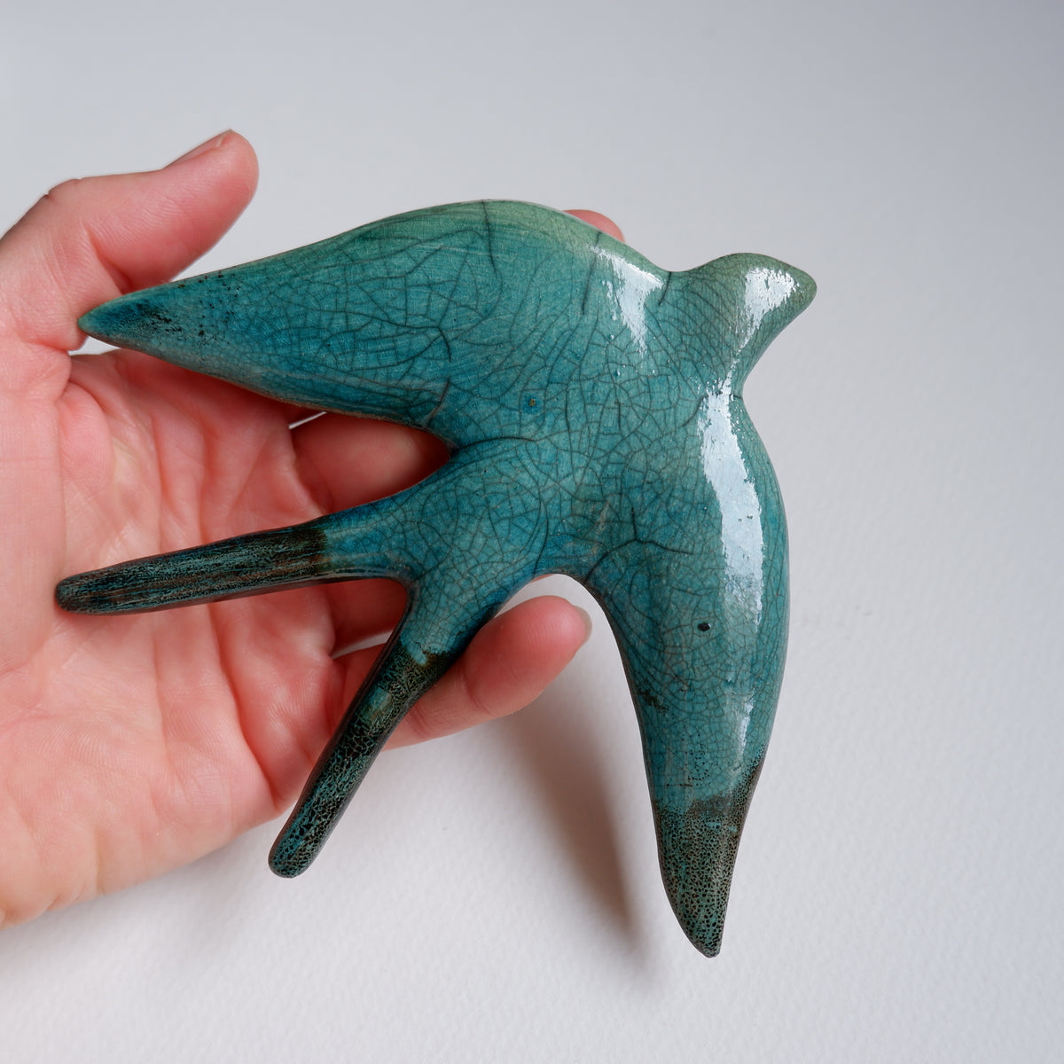 Swallow no.33 / raku fired wall sculpture