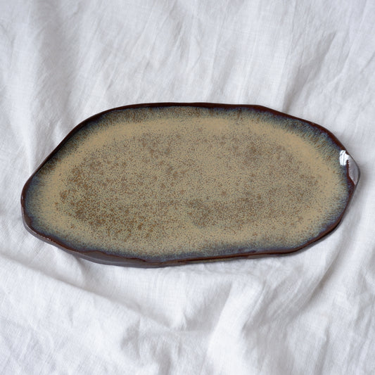 Moon plate made from black clay No3