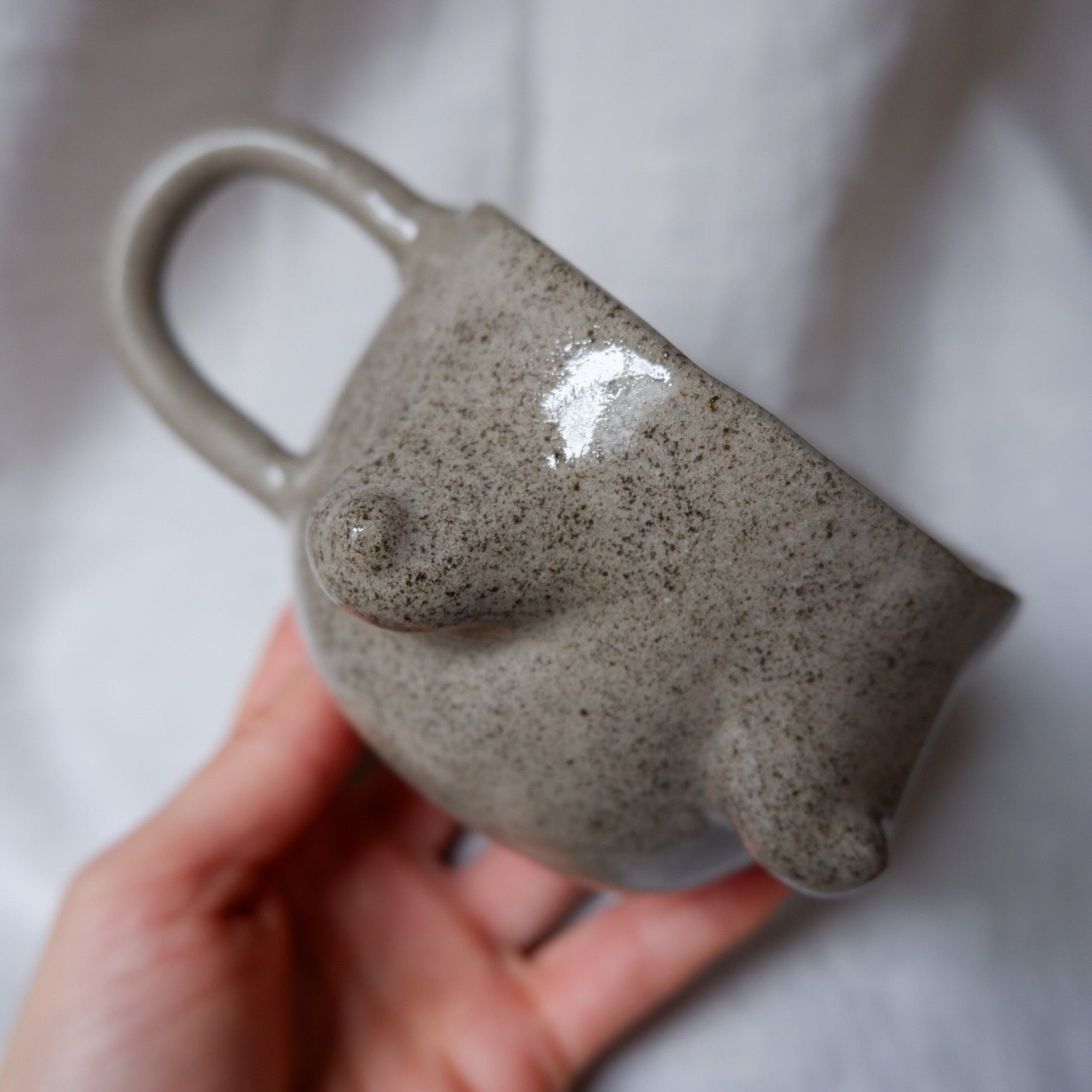 Gray clay mug