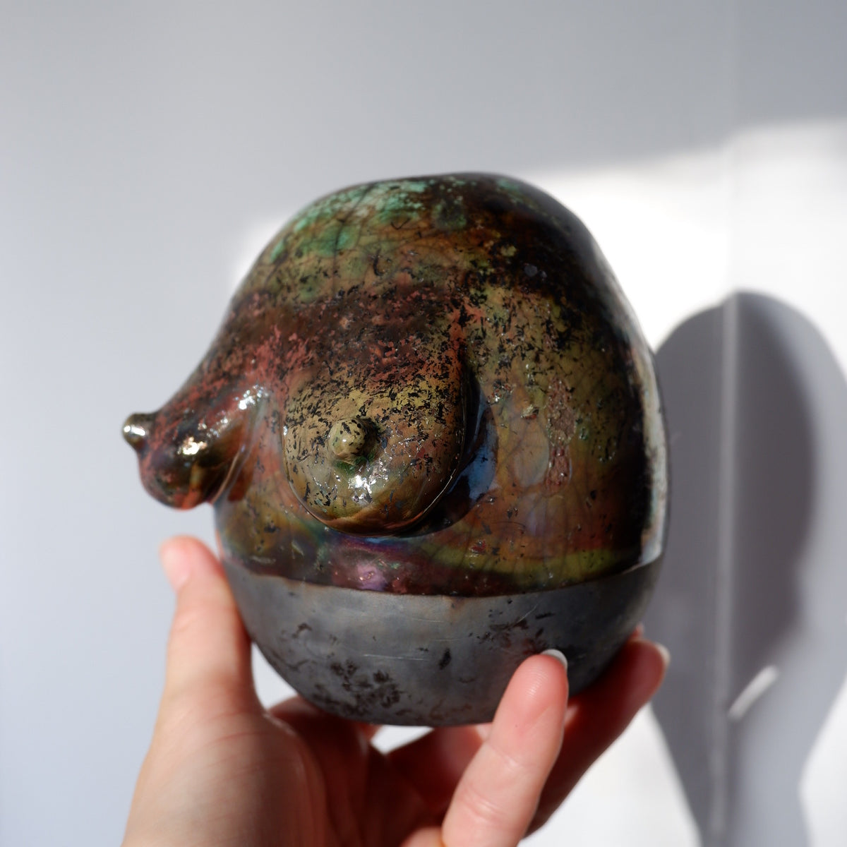 Raku fired Woman sculpture