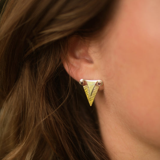 Her Being / Silver earrings with Garnet gemstone