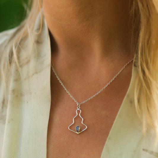 Her Being / Silver necklace with Rainbow Moonstone