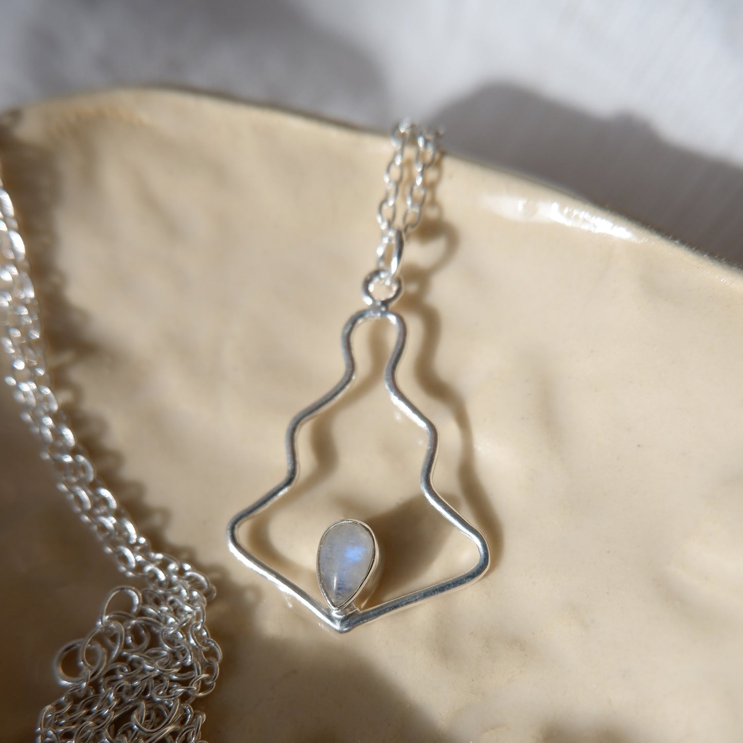 Her Being / Silver necklace with Rainbow Moonstone