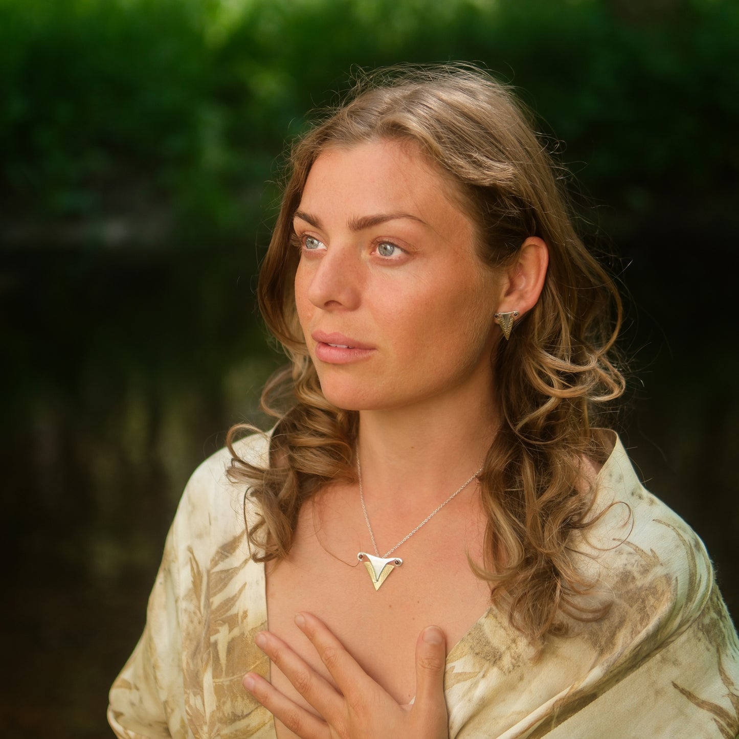 Her Being / Silver necklace with Garnet gemstone