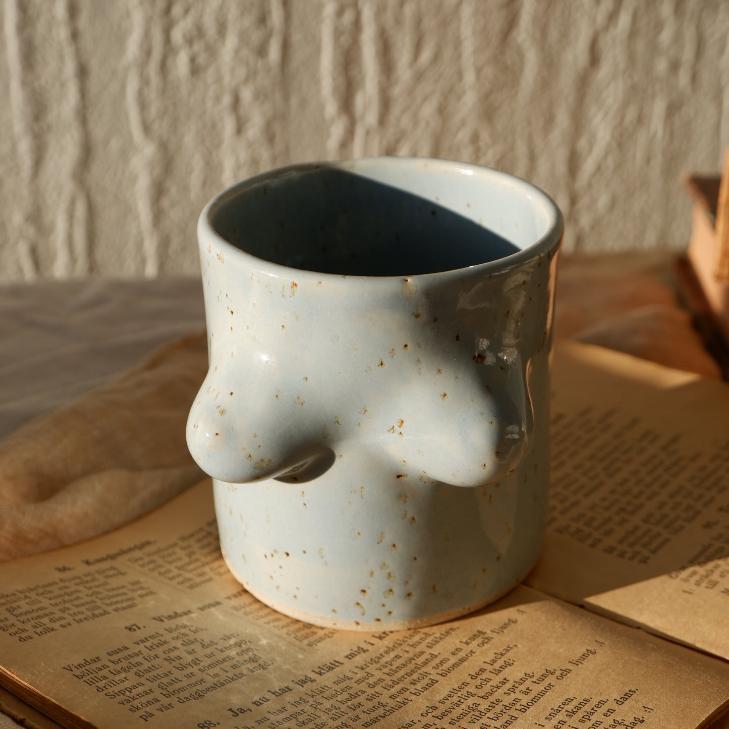 Vintage mug // light blue without a handle