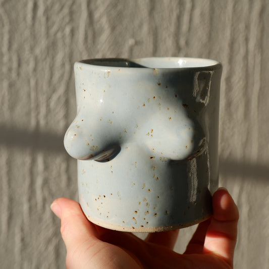 Vintage mug // light blue without a handle