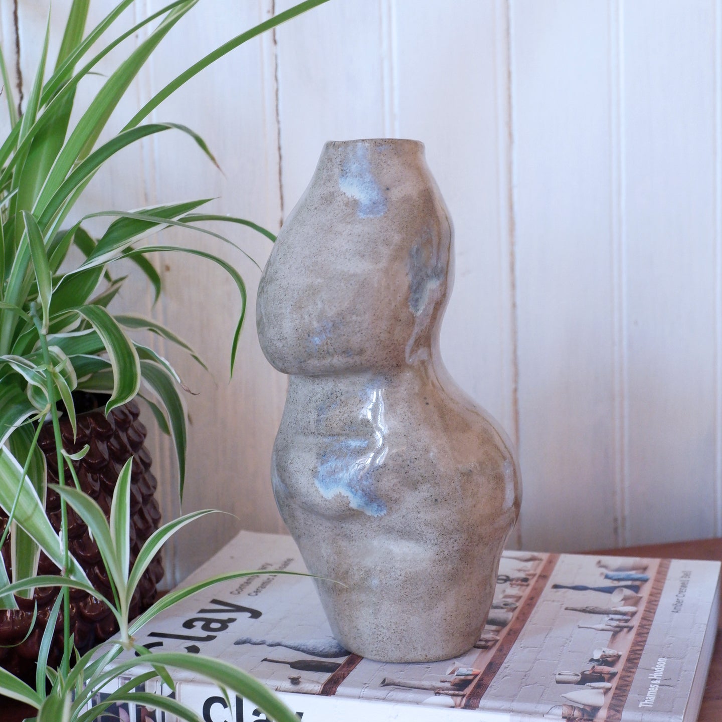 Sculptural vase Woman in Crystal blue and gray*