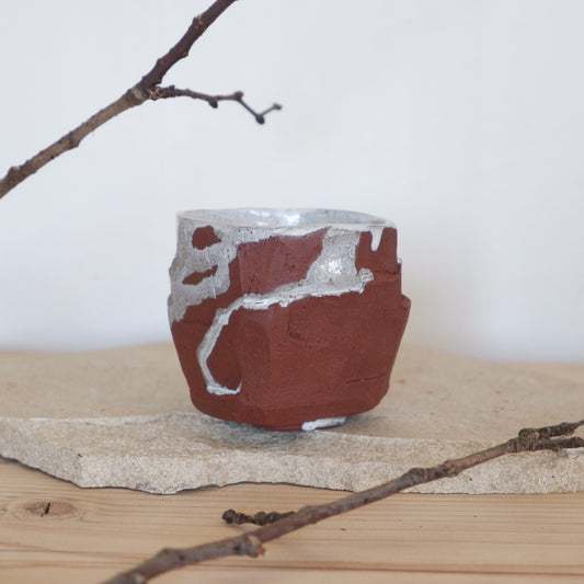 Ourea red clay cup with white glaze